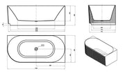 Attica Havana Corner 1700 Gloss White Fluted Bath with Overflow otti