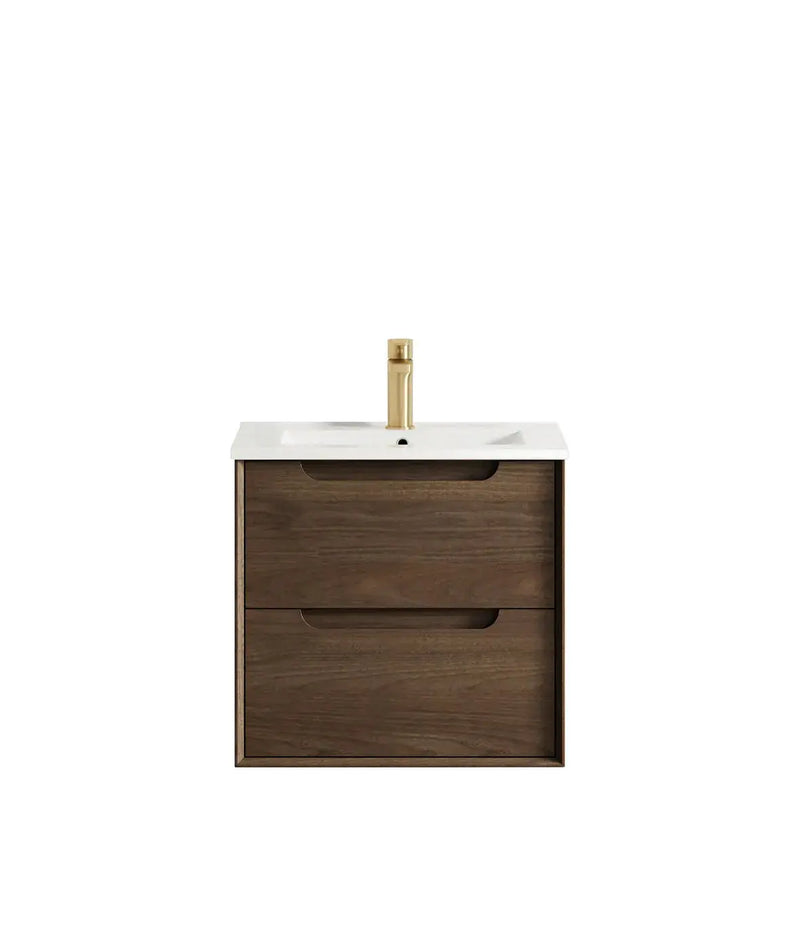 Byron 600mm Sable Walnut Wall Hung Vanity otti