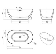 Attica Manolo 1300/1400 Gloss White Bath with Overflow otti