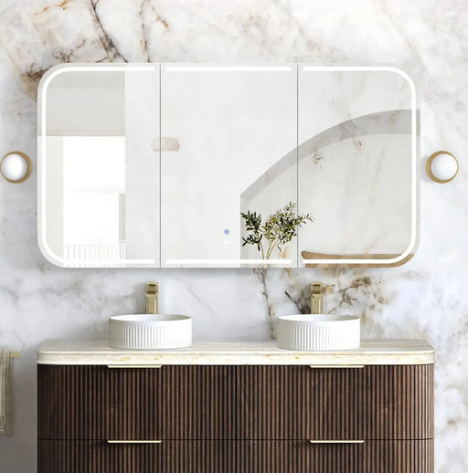 LED Newport 1500(W)x750(H) Sable Walnut Shaving Cabinet - Premium Edition otti