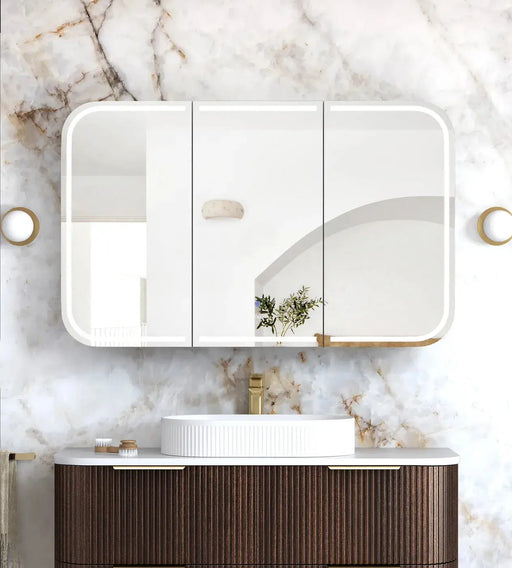 LED Newport 1200(W)x750(H) Sable Walnut Shaving Cabinet - Premium Edition otti