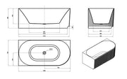 Attica Havana Corner 1700 Gloss White Fluted Bath with Overflow otti