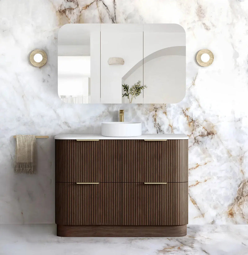 Havana Fluted Sable Walnut Floorstanding Curve Vanity otti