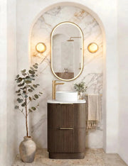 Havana Fluted Sable Walnut Floorstanding Curve Vanity otti