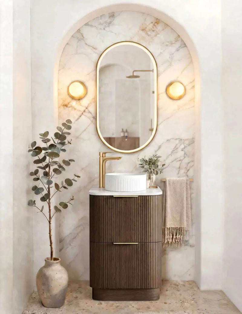 Havana Fluted Sable Walnut Floorstanding Curve Vanity otti