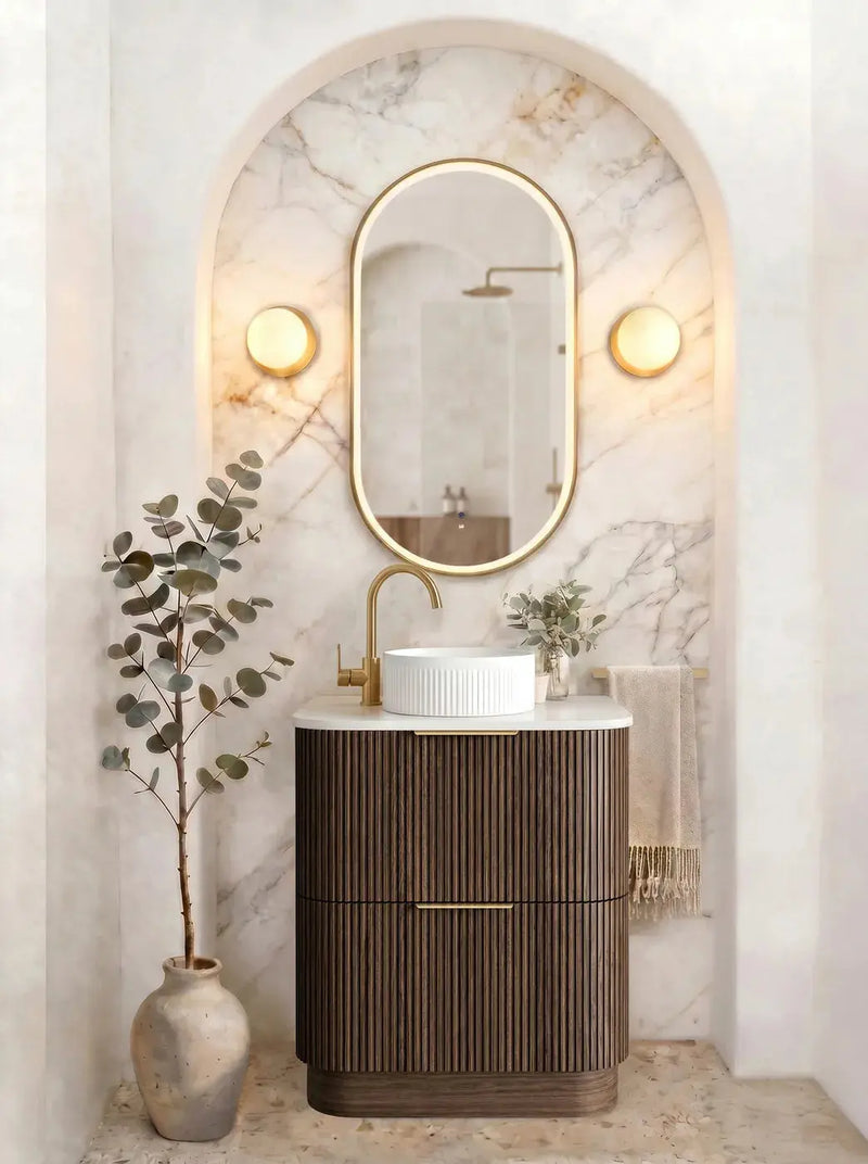 Havana Fluted Sable Walnut Floorstanding Curve Vanity otti