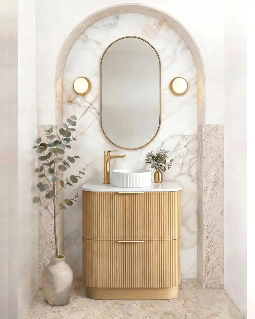 Havana Fluted Woodland Oak Floorstanding Curve Vanity (600/750/900/1200/1500MM) otti