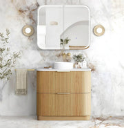 Havana Fluted Woodland Oak Floorstanding Curve Vanity (600/750/900/1200/1500MM) otti