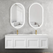 SATIN WHITE HAMPTON MARK II 1500MM DOUBLE BOWL WALL HUNG VANITY FIL Kitchen Bathroom