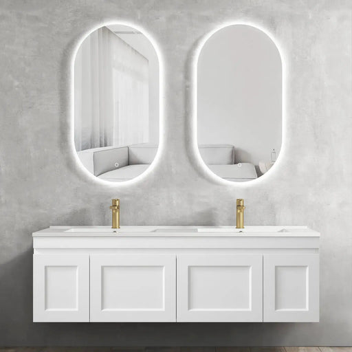 SATIN WHITE HAMPTON MARK II 1500MM DOUBLE BOWL WALL HUNG VANITY FIL Kitchen Bathroom