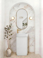 Maxi Space Saver Matte White Curved Floor Standing Vanity otti
