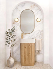 Maxi Space Saver Woodland Oak Curved Floor Standing Vanity otti