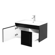 SATIN BLACK HAMPTON MARK II 750MM WALL HUNG VANITY FIL Kitchen Bathroom