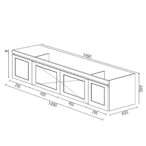 SATIN BLACK HAMPTON MARK II 1500MM DOUBLE BOWL WALL HUNG VANITY FIL Kitchen Bathroom
