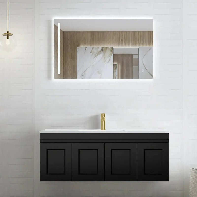 SATIN BLACK HAMPTON MARK II 1200MM WALL HUNG VANITY FIL Kitchen Bathroom