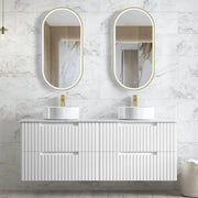 SATIN WHITE NOOSA 1500MM WALL HUNG DOUBLE BASIN VANITY FIL Kitchen Bathroom