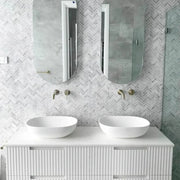 SATIN WHITE NOOSA 1500MM WALL HUNG DOUBLE BASIN VANITY FIL Kitchen Bathroom