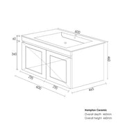 SATIN LIGHT GREY HAMPTON MARK II 600MM WALL HUNG VANITY FIL Kitchen Bathroom