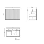 MATTE BLACK MARLO 750MM WALL HUNG VANITY FIL Kitchen Bathroom