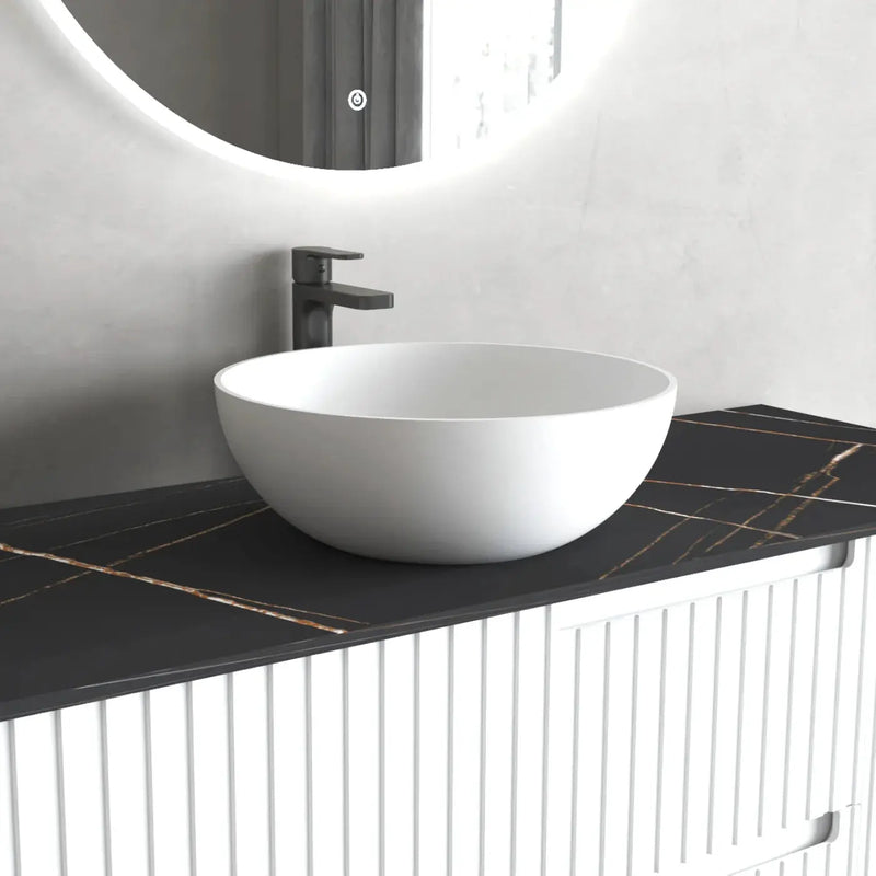 MATTE WHITE SOLID SURFACE BASIN 390X390X145 FIL Kitchen Bathroom