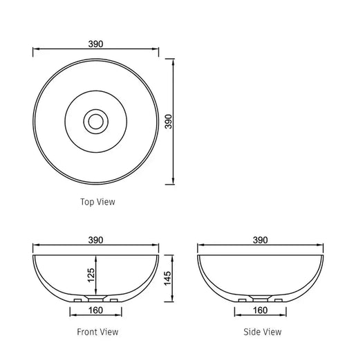 MATTE WHITE SOLID SURFACE BASIN 390X390X145 FIL Kitchen Bathroom