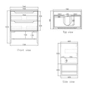 NATURAL OAK BYRON 750MM WALL HUNG VANITY FIL Kitchen Bathroom