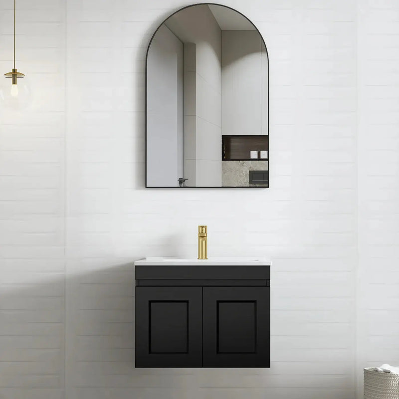SATIN BLACK HAMPTON MARK II 600MM WALL HUNG VANITY FIL Kitchen Bathroom