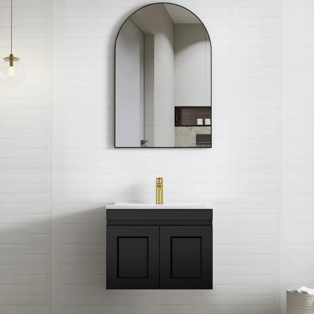 SATIN BLACK HAMPTON MARK II 600MM WALL HUNG VANITY