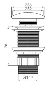 POP UP WASTE NF 32MM CHROME/BLACK FIL Kitchen Bathroom