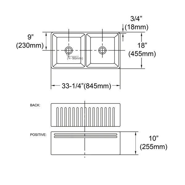 BOSTON BUTLER SINK DOUBLE BOWL 845X455X255mm