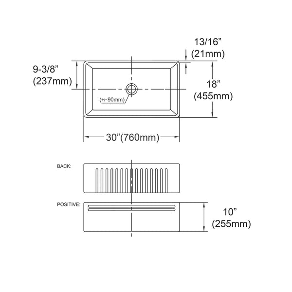 BOSTON BUTLER SINK 765X455X255mm