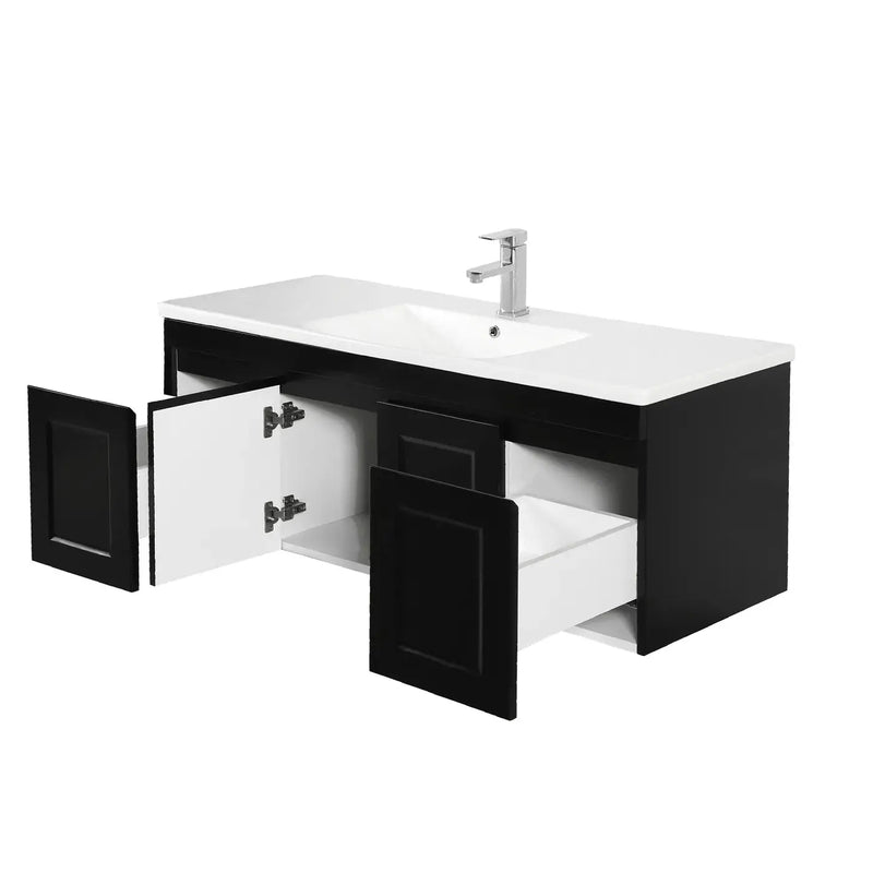 SATIN BLACK HAMPTON MARK II 1200MM WALL HUNG VANITY FIL Kitchen Bathroom