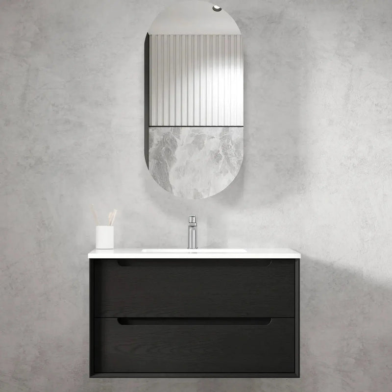 BLACK OAK BYRON 900MM WALL HUNG VANITY FIL Kitchen Bathroom