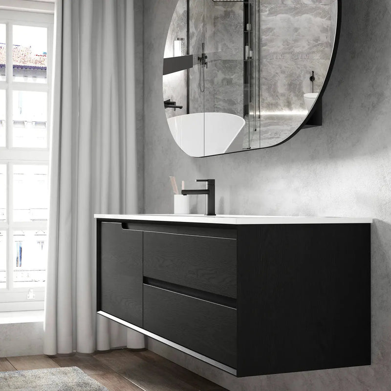 BLACK OAK BYRON 1200MM WALL HUNG VANITY FIL Kitchen Bathroom