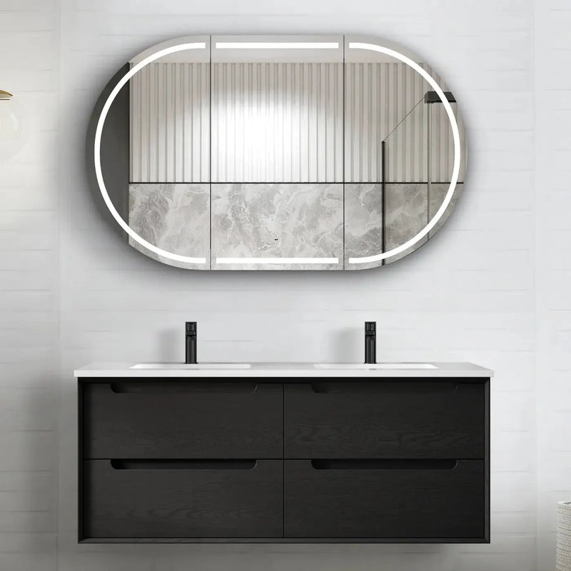 BLACK OAK BYRON 1200MM DOUBLE BOWL WALL HUNG VANITY FIL Kitchen Bathroom