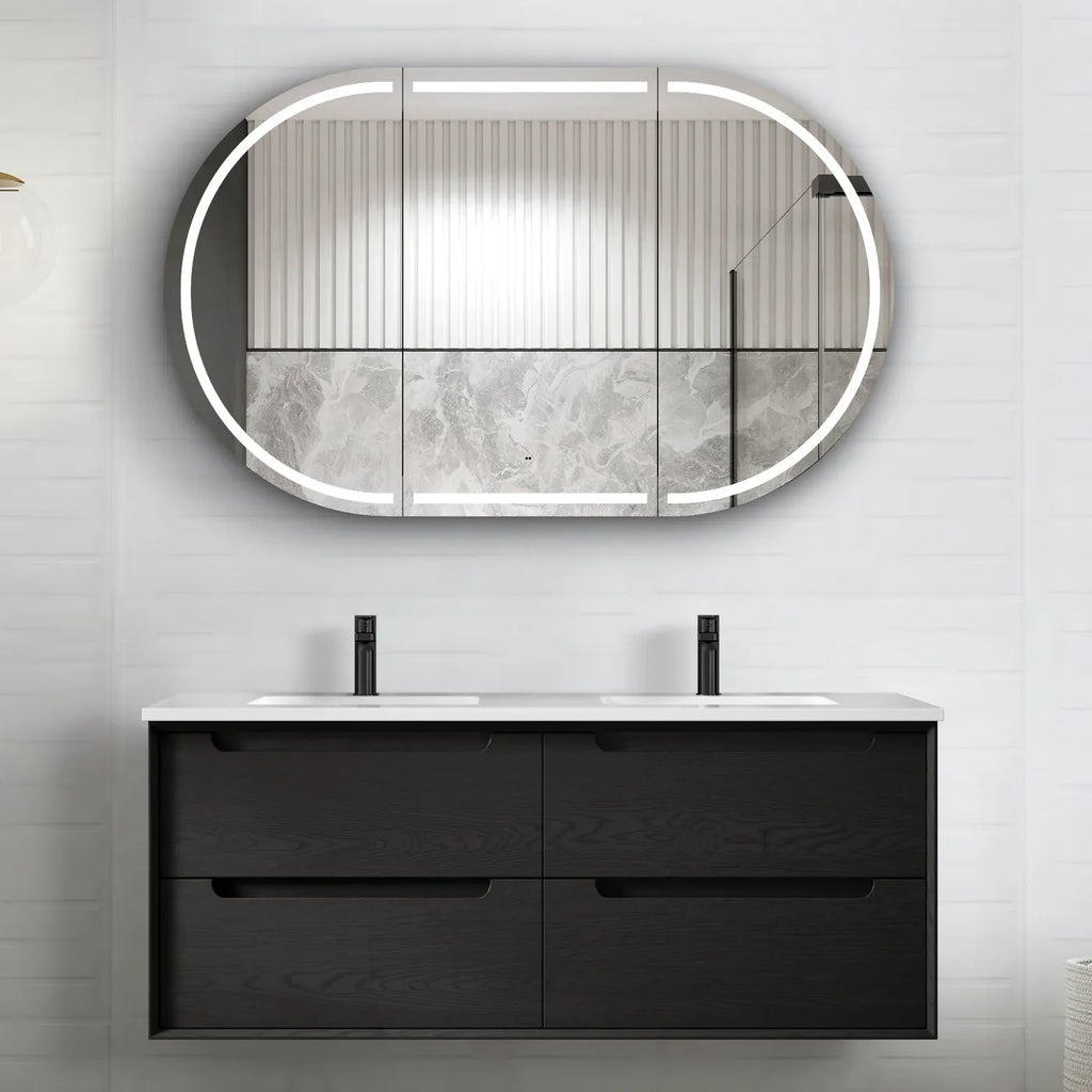 BLACK OAK BYRON 1200MM DOUBLE BOWL WALL HUNG VANITY