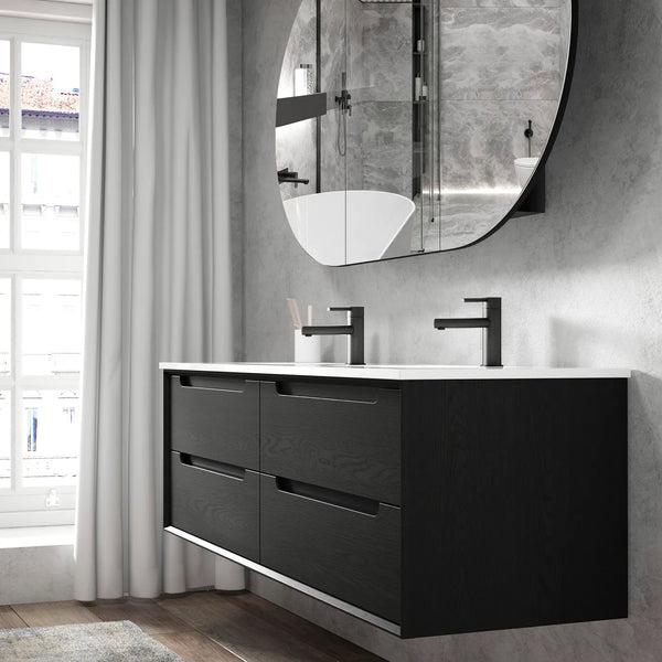 BLACK OAK BYRON 1200MM DOUBLE BOWL WALL HUNG VANITY