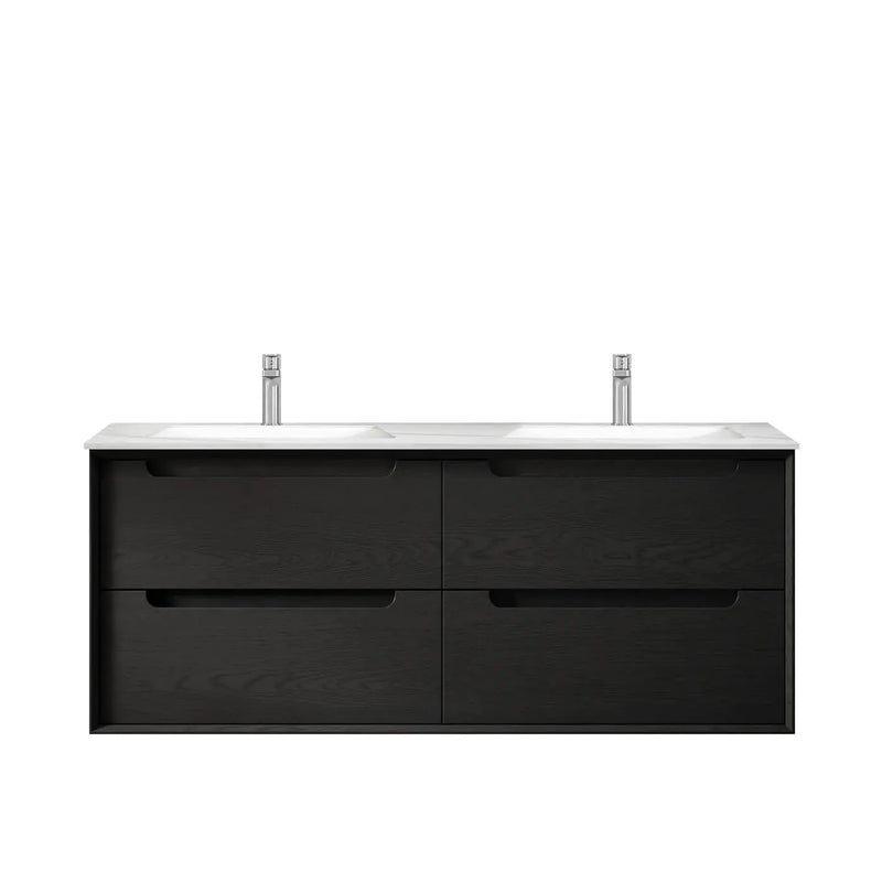 BLACK OAK BYRON 1200MM DOUBLE BOWL WALL HUNG VANITY FIL Kitchen Bathroom