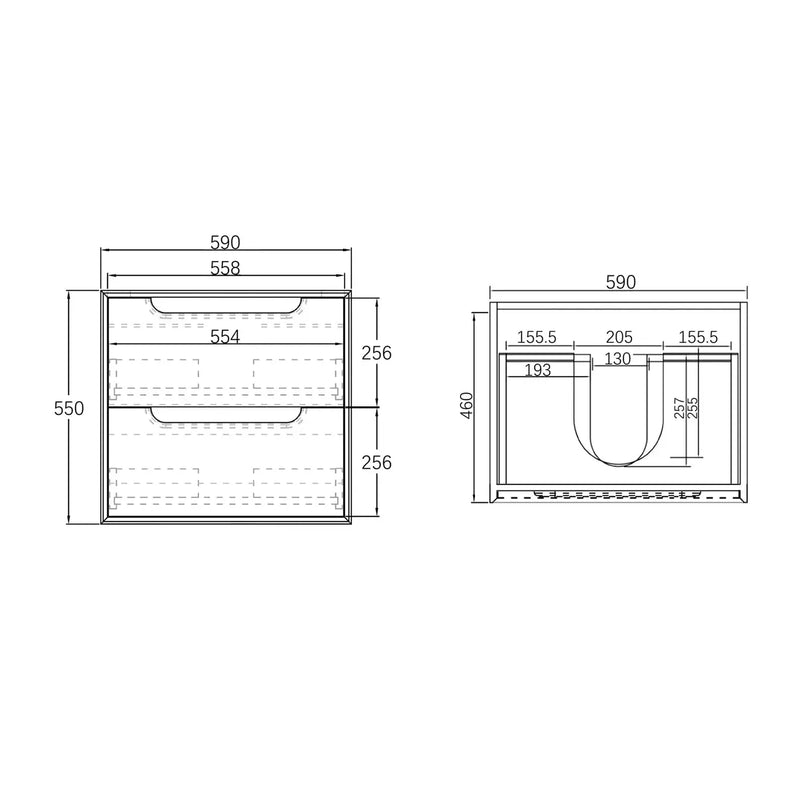 BLACK OAK BYRON 600MM WALL HUNG VANITY FIL Kitchen Bathroom