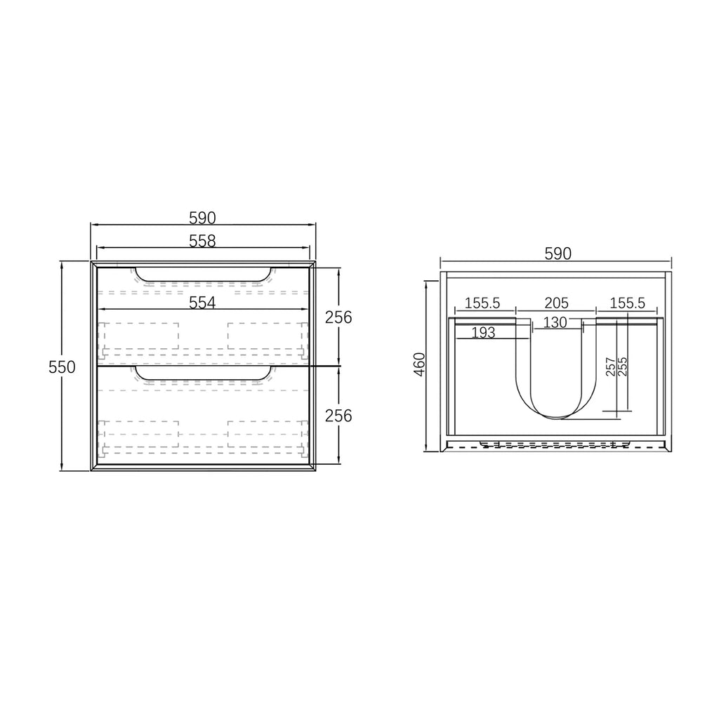 BLACK OAK BYRON 600MM WALL HUNG VANITY