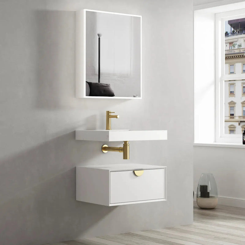 MOONLIGHT 600X460X80 MM SOLID SURFACE TOP WALL HUNG BASIN FIL Kitchen Bathroom