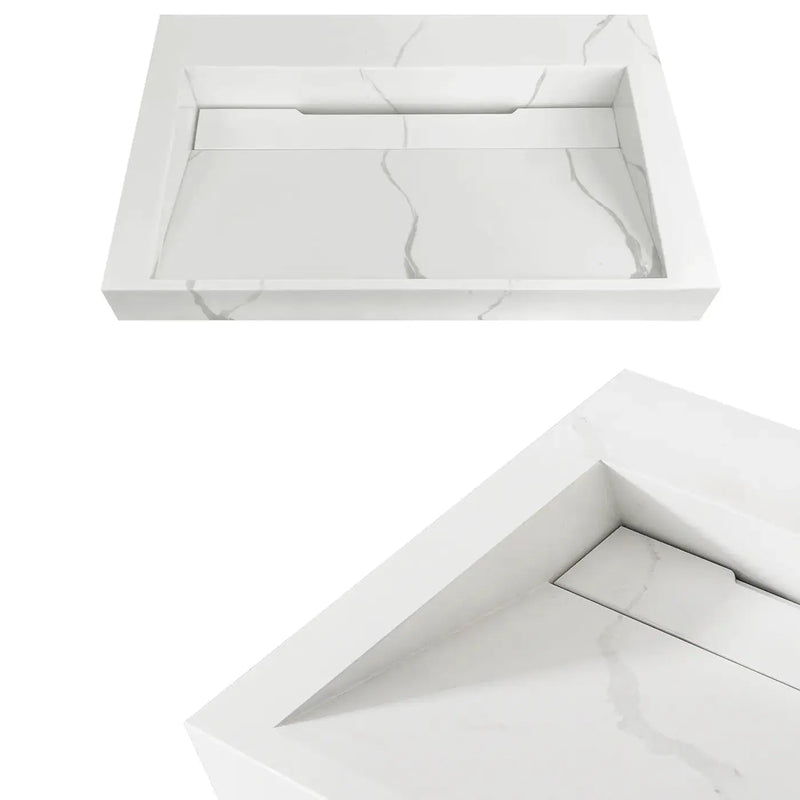 MOONLIGHT 600X460X80 MM SOLID SURFACE TOP WALL HUNG BASIN FIL Kitchen Bathroom