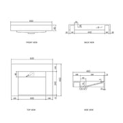 MOONLIGHT 600X460X80 MM SOLID SURFACE TOP WALL HUNG BASIN FIL Kitchen Bathroom