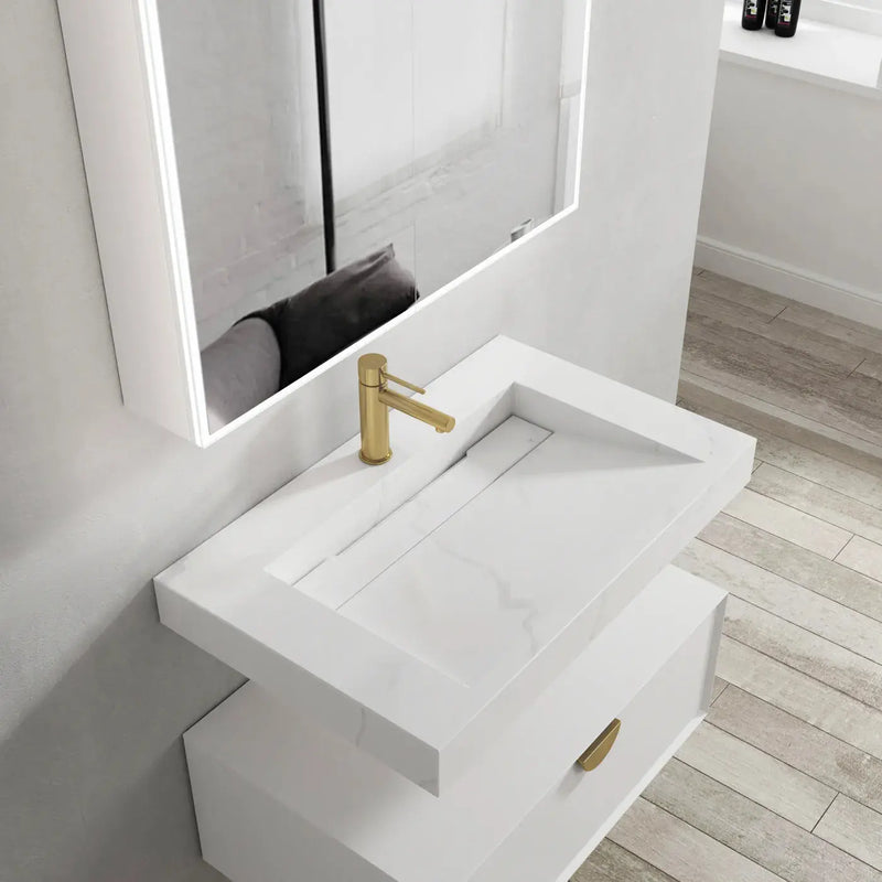 MOONLIGHT 750X460X80MM SOLID SURFACE TOP WALL HUNG BASIN FIL Kitchen Bathroom