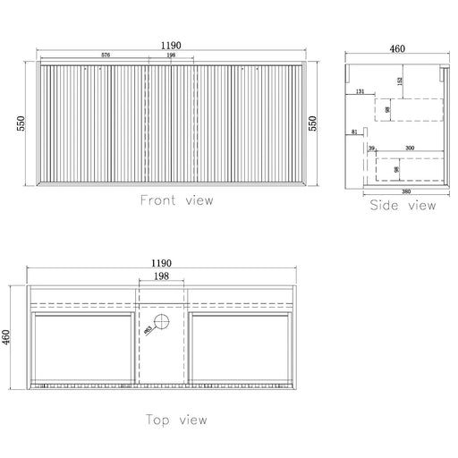 MATTE BLACK MARLO 1200MM WALL HUNG VANITY FIL Kitchen Bathroom