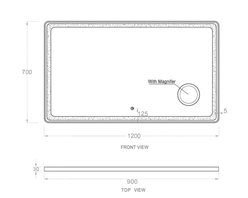 AVALON LED MIRROR 1200X700 - NO WARRANTY FIL Kitchen Bathroom