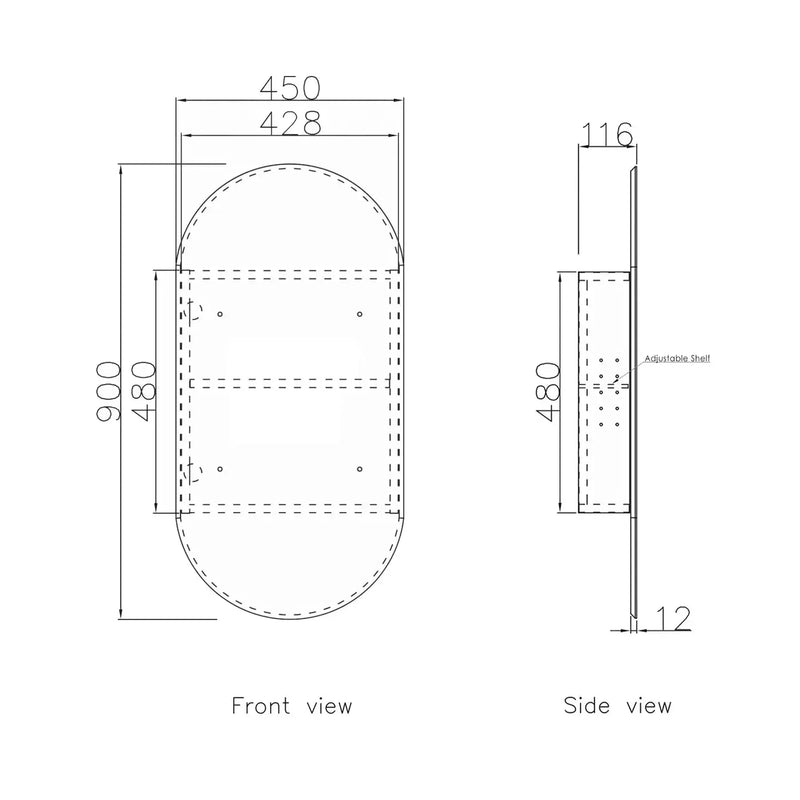 NOOSA PILL SHAPE NATURAL OAK SHAVING CABINET FIL Kitchen Bathroom
