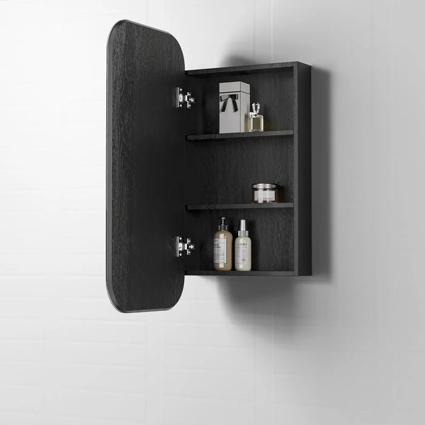 NEWPORT 900X450 SHAVING CABINET BLACK OAK