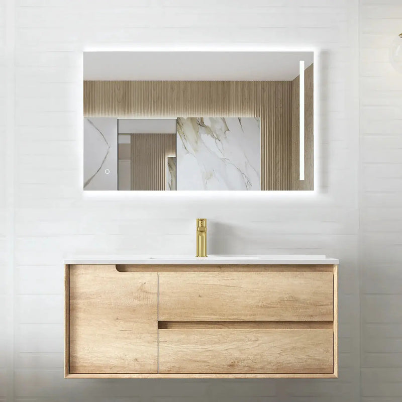 NATURAL OAK BYRON 1200MM SINGLE BOWL WALL HUNG VANITY FIL Kitchen Bathroom