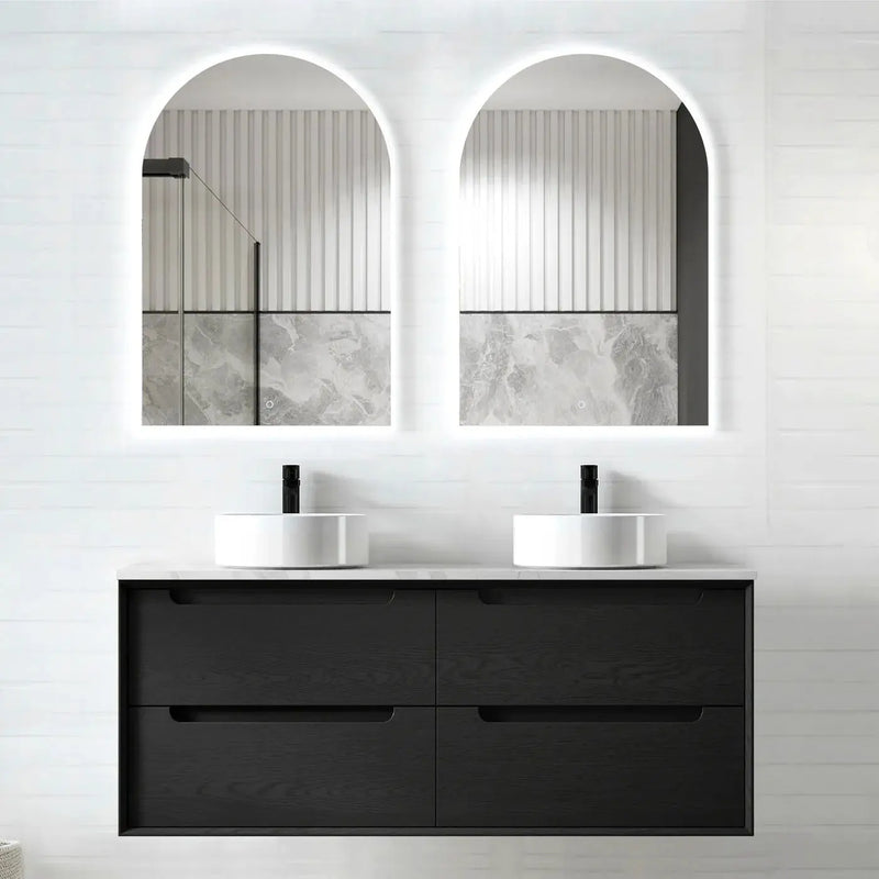 BLACK OAK BYRON 1200MM DOUBLE BOWL WALL HUNG VANITY FIL Kitchen Bathroom